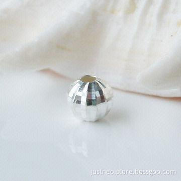 Solid 925 sterling silver round watermelon beads, 4/5mm